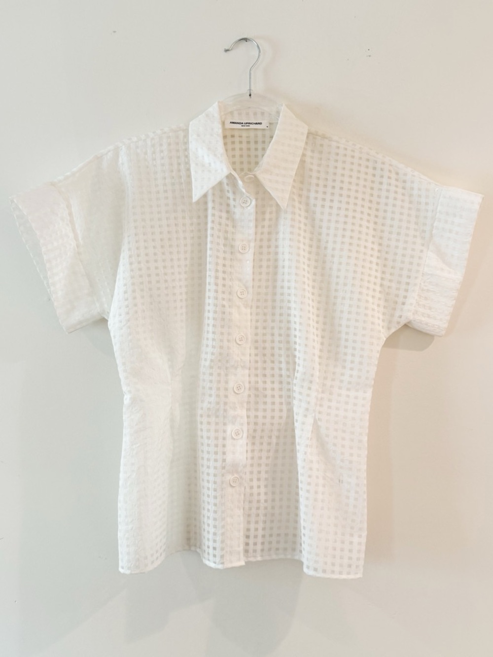Amanda Uprichard Button Up Sheer Blouse